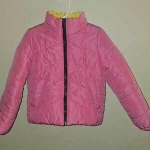 Nordstrom Kids Pink Puffer Coat with Yellow Lining